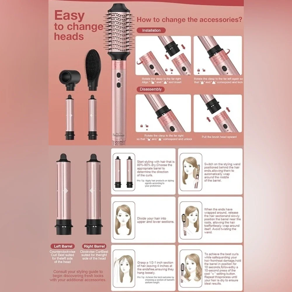 Brightup Air Style- 5 in 1 professional multifunctional hair dryer styler​​​​​​​